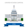United States Capitol Congress in Washington DC USA vector flat