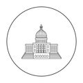 United States Capitol icon in outline style isolated on white background. USA country symbol stock vector illustration. Royalty Free Stock Photo