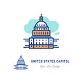 United States Capitol icon. Thin line art colorful icons Capitol Building, Congress USA. Vector illustration Royalty Free Stock Photo