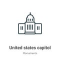 United states capitol outline vector icon. Thin line black united states capitol icon, flat vector simple element illustration Royalty Free Stock Photo