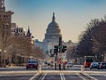 Washington DC, USA, December 24th , 2018. The United States Capitol and Pennsylvania Avenue. Royalty Free Stock Photo