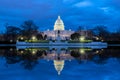 The United States Capitol with reflection at night, Washington DC Royalty Free Stock Photo