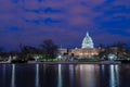 The United States Capitol with reflection at night, Washington DC, USA Royalty Free Stock Photo