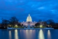 The United States Capitol with reflection at night, Washington DC, USA Royalty Free Stock Photo