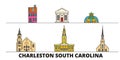 United States, Charleston South Carolina flat landmarks vector illustration. United States, Charleston South Carolina