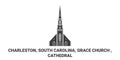 United States, Charleston, South Carolina, Grace Church , Cathedral travel landmark vector illustration