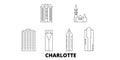 United States, Charlotte line travel skyline set. United States, Charlotte outline city vector illustration, symbol