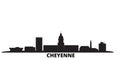 United States, Cheyenne city skyline isolated vector illustration. United States, Cheyenne travel black cityscape