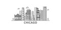 United States, Chicago City city skyline isolated vector illustration, icons Royalty Free Stock Photo
