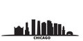 United States, Chicago City Skyline Isolated Vector Illustration. United States, Chicago Travel Black Cityscape