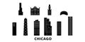 United States, Chicago flat travel skyline set. United States, Chicago black city vector illustration, symbol, travel