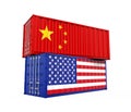 United States and China Cargo Container Isolated. Trade war Concept Royalty Free Stock Photo