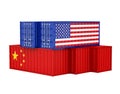 United States and China Cargo Container Isolated. Trade war Concept Royalty Free Stock Photo
