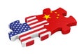 United States and China Puzzle Pieces Isolated