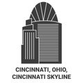 United States, Cincinnati, Ohio, Cincinnati Skyline travel landmark vector illustration