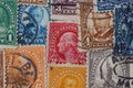 UNITED STATES - CIRCA 1920s: Pile of vintage US Postage Stamps Royalty Free Stock Photo