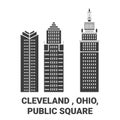 United States, Cleveland , Ohio, Public Square travel landmark vector illustration Royalty Free Stock Photo