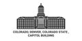 United States, Colorado, Denver, Colorado State , Capitol Building travel landmark vector illustration Royalty Free Stock Photo