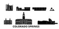 United States, Colorado Springs flat travel skyline set. United States, Colorado Springs black city vector illustration