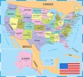 United States Colored Map - Vector Illustration Royalty Free Stock Photo