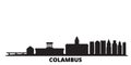 United States, Columbus city skyline isolated vector illustration. United States, Columbus travel black cityscape Royalty Free Stock Photo