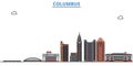 United States, Columbus line cityscape, flat vector. Travel city landmark, oultine illustration, line world icons Royalty Free Stock Photo