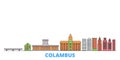 United States, Columbus line cityscape, flat vector. Travel city landmark, oultine illustration, line world icons Royalty Free Stock Photo