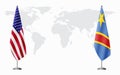 United States and Congo Kinshasa flags for official meeting