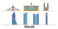 United States, Dallas flat landmarks vector illustration. United States, Dallas line city with famous travel sights Royalty Free Stock Photo