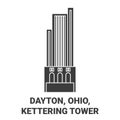 United States, Dayton, Ohio, Kettering Tower travel landmark vector illustration