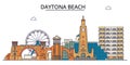 United States, Daytona Beach tourism landmarks, vector city travel illustration