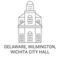 United States, Delaware, Wilmington, Wichita City Hall travel landmark vector illustration