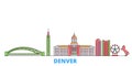 United States, Denver line cityscape, flat vector. Travel city landmark, oultine illustration, line world icons Royalty Free Stock Photo