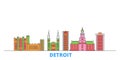 United States, Detroit line cityscape, flat vector. Travel city landmark, oultine illustration, line world icons Royalty Free Stock Photo