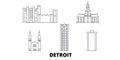 United States, Detroit line travel skyline set. United States, Detroit outline city vector illustration, symbol, travel