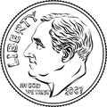 United States dime coin obverse