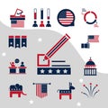 United States elections, political election campaign flat icons set