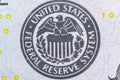 United States Federal Reserve System symbol, Eagle logo - ultra macro Close up. Royalty Free Stock Photo