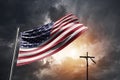 United States flag with christian cross Royalty Free Stock Photo