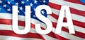 United States flag Closeup USA Full HD image waving in wind. National 3d United States flag waving, 3d rendering. Sign of USA