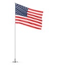 United States flag on a flagpole white background 3D illustration Royalty Free Stock Photo