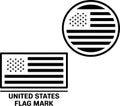 United States Flag Icon Set - Black and White Royalty Free Stock Photo