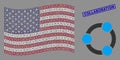 United States Flag Mosaic of Cooperation and Scratched Collaboration Seal