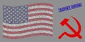 United States Flag Mosaic of Sickle and Hammer and Grunge Soviet Union Seal