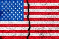 United States flag painted on cracked wall background/USA divide Royalty Free Stock Photo