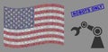 United States Flag Stylization of Industrial Robot and Grunge Robots Only Stamp