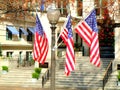 United States flags on lamp post