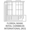 United States, Florida, Miami, Royal Caribbean International Rci travel landmark vector illustration Royalty Free Stock Photo