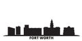 United States, Fort Worth city skyline isolated vector illustration. United States, Fort Worth travel black cityscape Royalty Free Stock Photo