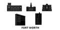 United States, Fort Worth flat travel skyline set. United States, Fort Worth black city vector illustration, symbol Royalty Free Stock Photo